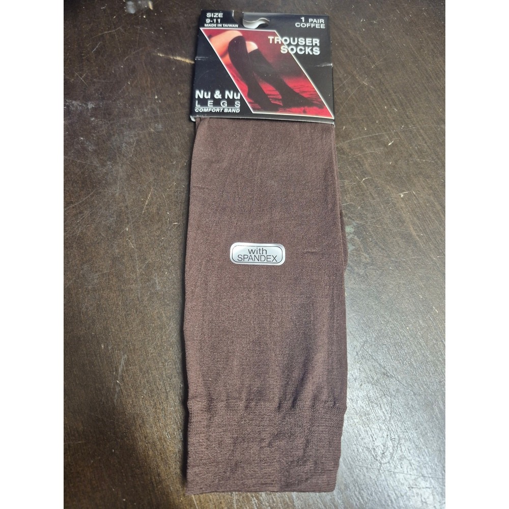 Nu & Nu Coffee Size 9-11 Trouser Socks Knee High Stockings Spandex 8283
